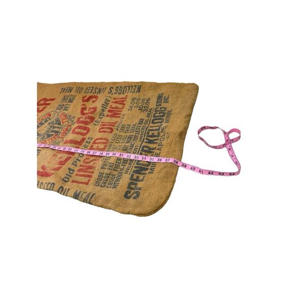 Antique Spencer Kellogg’s Soybean Oil Meal 100 LB Feed Sack Jute Burlap 21X38 - Picture 8 of 9